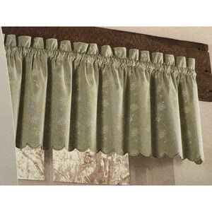 Vintage Target Home Collection Light Green White Floral Scalloped Valance 60x14